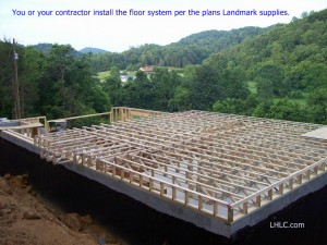 Optional floor truss system awaiting floor sheathing installation