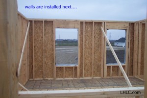 exterior wall panel installed and braced